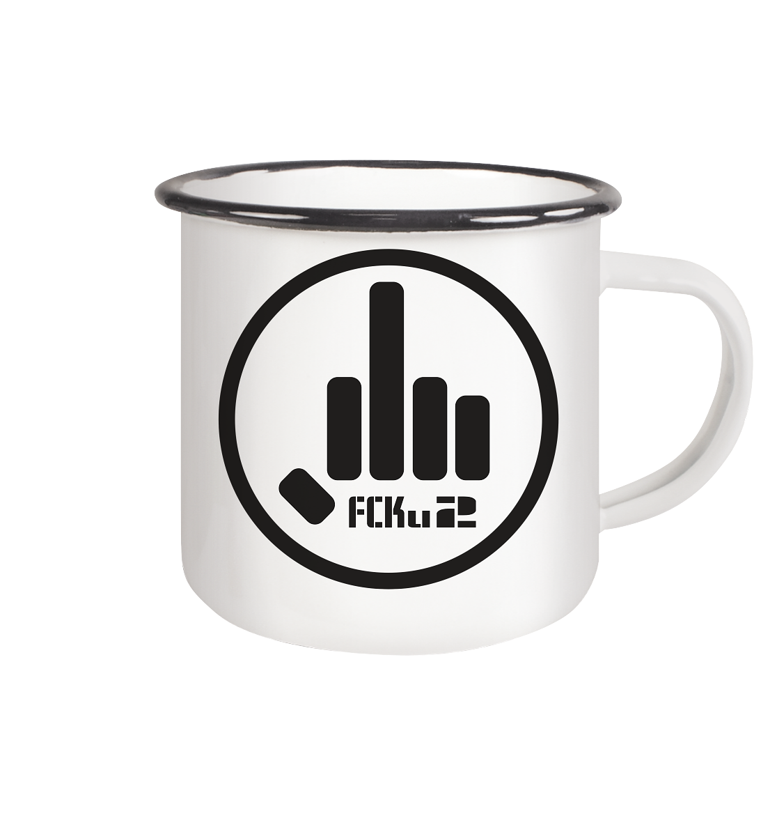 FCKu2 Black Logo - Emaille Tasse (Black)